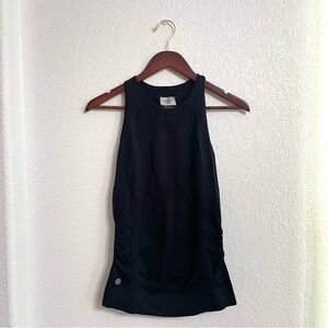 Athleta Womens Tank Top Black Seamless Stretch Ruched Sides Size Small